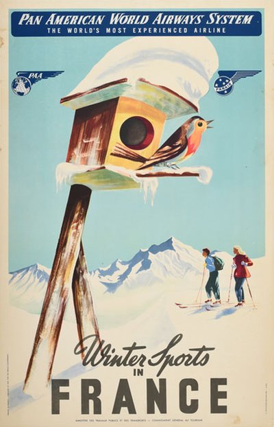 Winter Sports in France - Pan American original poster designed by Leger, Johann (1793-1830)