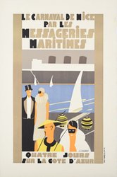 Le Carnaval De Nice Messageries Maritimes original vintage poster