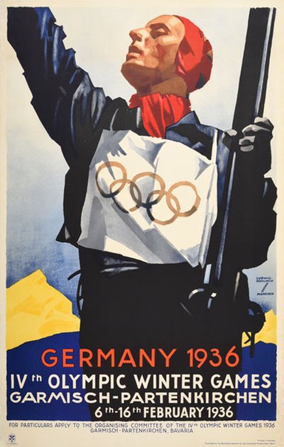 IV Winter Olympic Games 1936 original poster designed by Hohlwein, Ludwig (1874-1949)