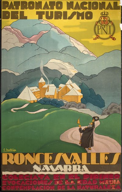 Roncesvalles Navarra original poster designed by Rosales, Eduardo Santonja (1899-1966)