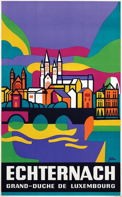 Echternach Grand-Duche de Luxembourg original poster designed by Gillen
