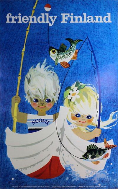 Friendly Finland original poster designed by Qveflander, Anneli