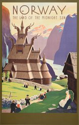 1939-Ivar-Gull-original-vintage-poster-Land-Midnight-Sun-Norway