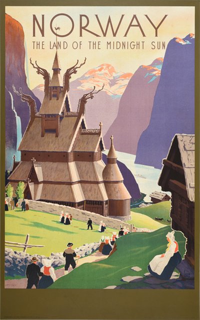Norway - the land of the midnight sun original poster designed by Gull, Ivar