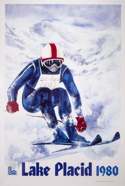 1980 Olympic Winter Games Lake Placid Downhill skier  original poster designed by Gallucci, John (1918-2009)