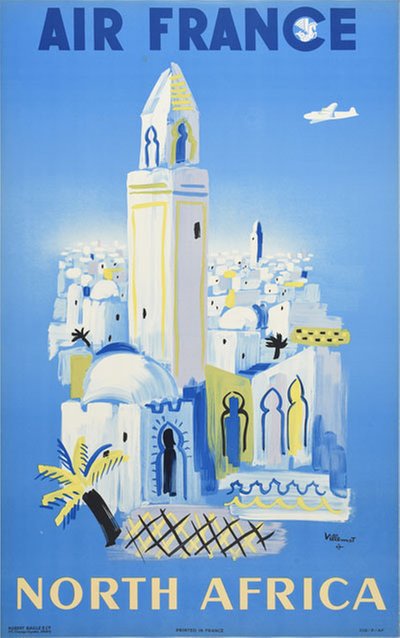 Air France North Africa  original poster designed by Villemot, Bernard (1911-1989) 