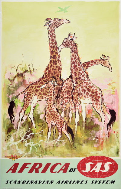 Original authentic vintage poster - Title: 'SAS Africa Giraffe