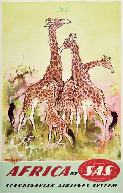 SAS Africa Giraffe original poster designed by Nielsen, Otto (1916-2000)