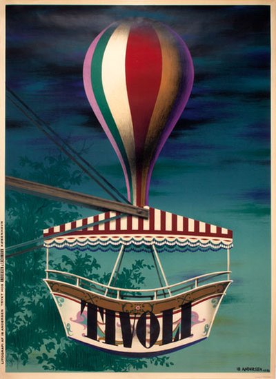 Tivoli Copenhagen Denmark original poster designed by Andersen, Ib (1907-1989)