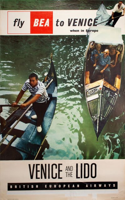 fly BEA to Venice Italy original poster 