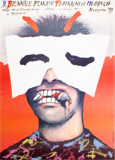 II Biennale Plakatu Teatralnego Meodych original poster designed by Andrzej Padrowski