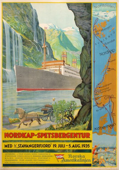 NAL Norwegian America Line North cape Spitsbergen original poster designed by Dahl, Karl (1886-1954)