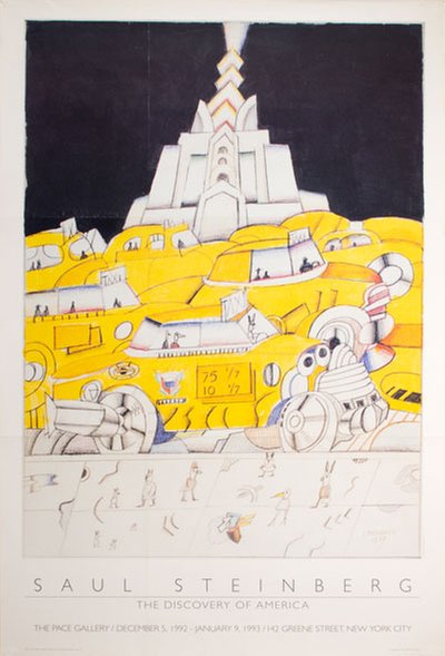 Saul Steinberg The Discovery of America original poster designed by Steinberg, Saul (1914-1999)