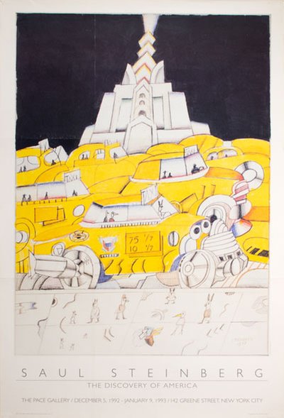 Saul Steinberg The Discovery of America original poster designed by Steinberg, Saul (1914-1999)