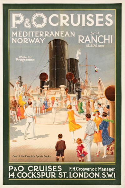 Cruises Mediterranean Norway original poster designed by Silas, Ellis Luciano (1883-1972)
