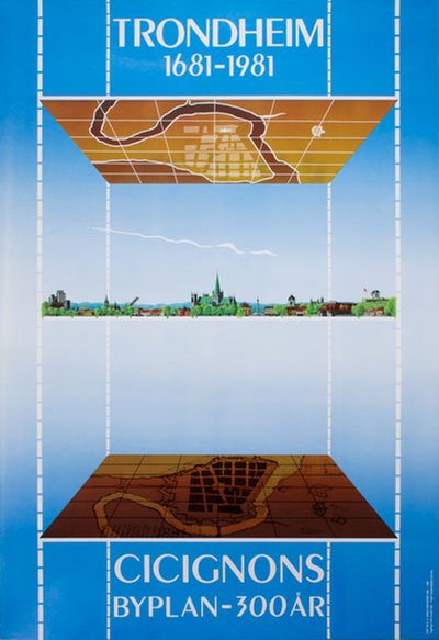 Trondheim 1681-1981 Cicignons Byplan 300 år original poster designed by Aanvik, Geir (1946-)