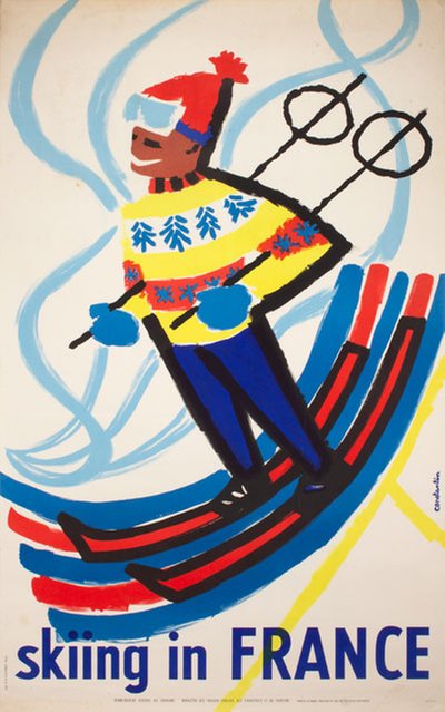 Skiing in France original poster designed by Cromiéres Constantin