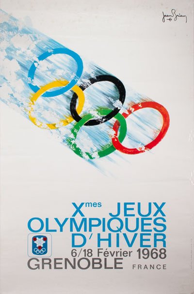 Xth Olympiques d'Hiver Grenoble 1968 original poster designed by Jean Brian