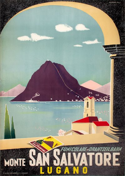 Monte San Salvatore Lugano Funicolare original poster designed by Barberis, Franco (1905-1992)