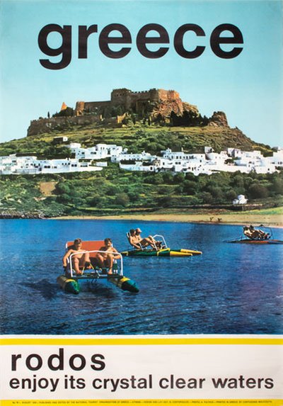 Greece Lindos Rodos Rhodos Rhodes 1970 original poster designed by Photo: A Pachos