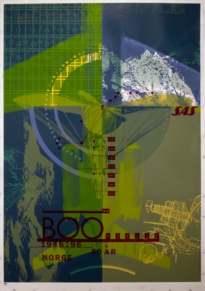 SAS 50 år 1996 : BOO original poster designed by Anne-Ma Solheim / Trond Nordahl