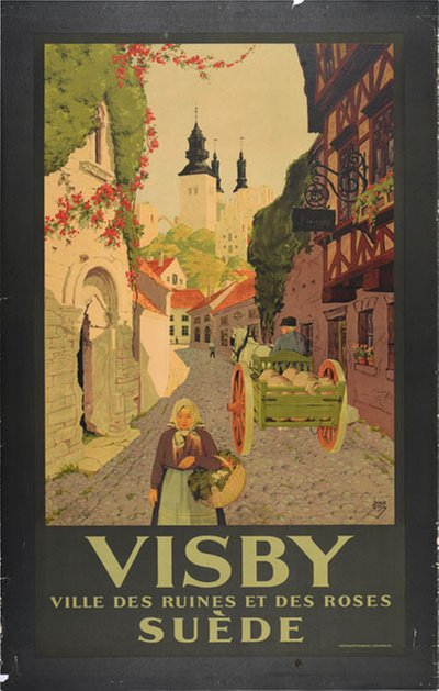Suède - Visby Ville des Ruines et des Roses  original poster designed by Gull, Ivar