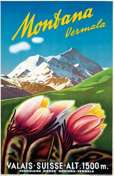 Montana Vermala Valais Suisse original poster 