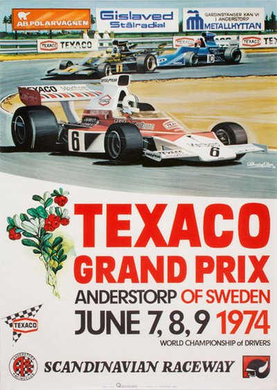 Formula 1 - Texaco Grand Prix Anderstorp, 1974 original poster designed by Olsen, Oddmund