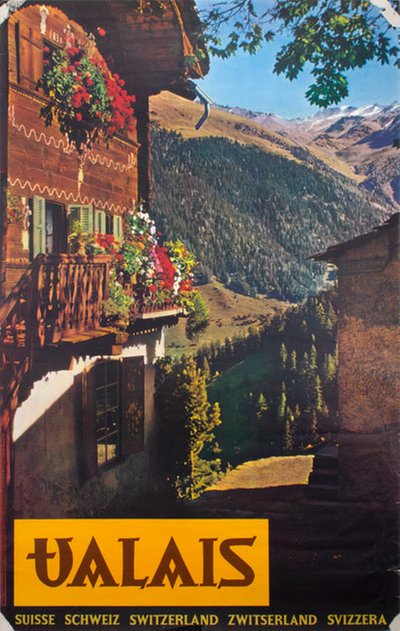 Valais Suisse Schweiz Switzerland original poster designed by Photo: Hans-Heinrich Schellenberg