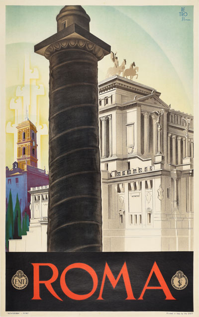 Roma Rome Italy 1930s Original Vintage Poster Posterteam