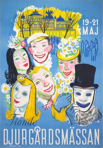 Tionde Djurgårdsmässan Skansen Stockholm original poster designed by Lodéns