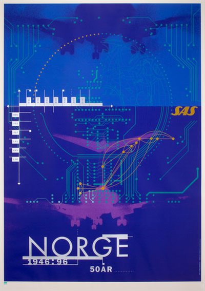 SAS 50 år 1996 : Norge original poster designed by Anne-Ma Solheim / Trond Nordahl
