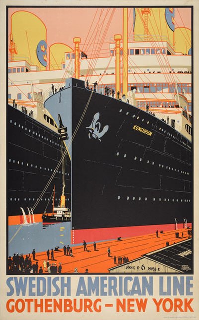 Swedish American Line - Gothenburg - New York original poster designed by Rodmell, Harry Hudson (1896-1984)