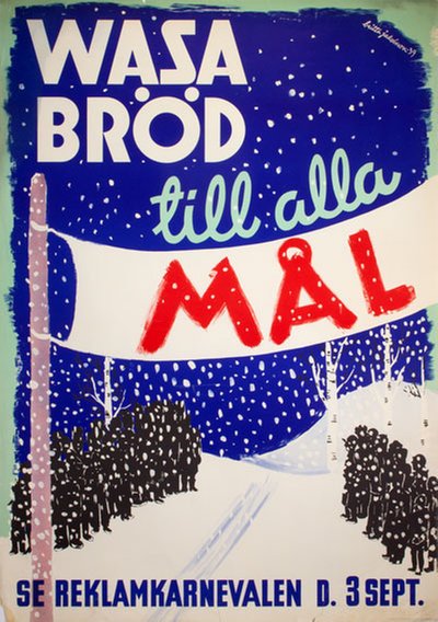 Wasa Bröd till alla Mål original poster designed by Jacobsson, Brita