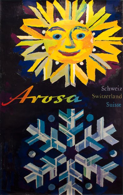 Arosa Switzerland Schweiz Suisse original poster designed by Hausamann, Wolfgang (1914-1994)