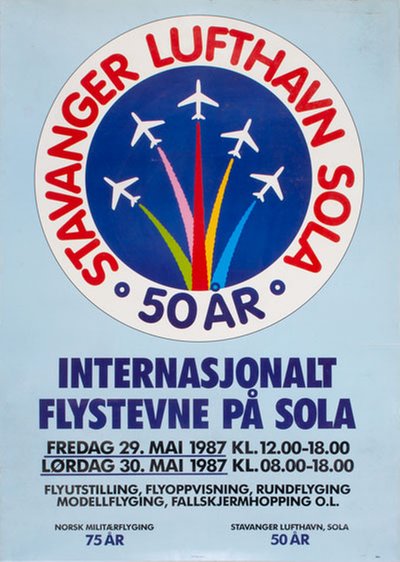 Stavanger Lufthavn Sola 50 år original poster 