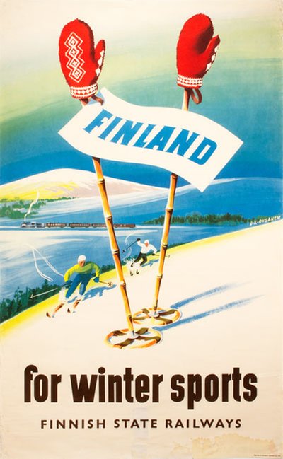 Finland for Winter Sports original poster designed by Oksanen, Osmo K.(1916-1978)