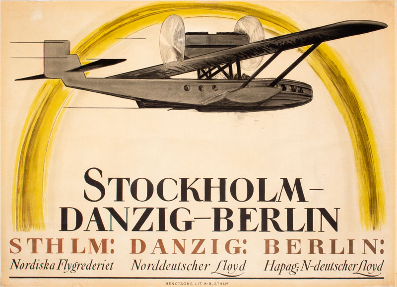 Nordiska Flygrederiet Stockholm-Danzig-Berlin original poster 