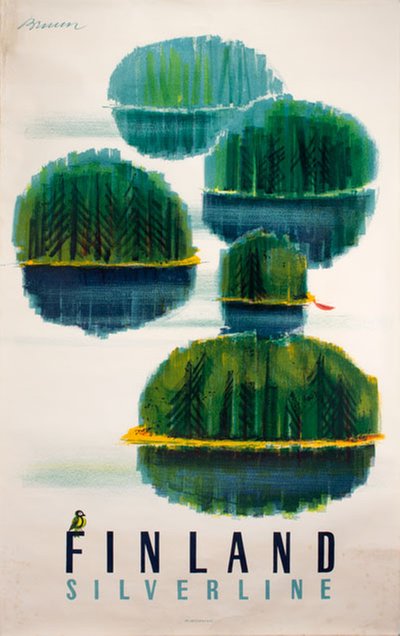 Finland Silverlines original poster designed by Bruun, Erik (1926-)
