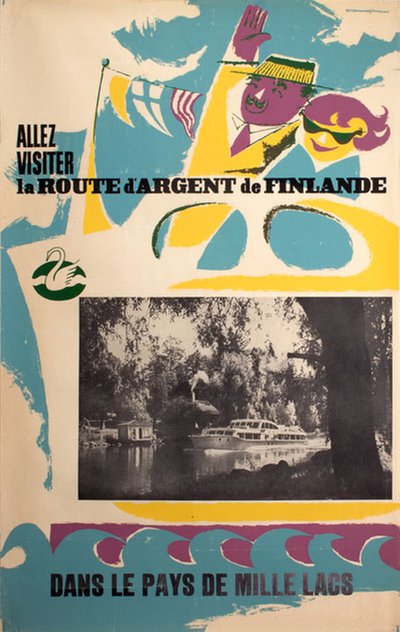 Allez visiter la Route d'argent de Finlande original poster designed by Seitsenmainos /