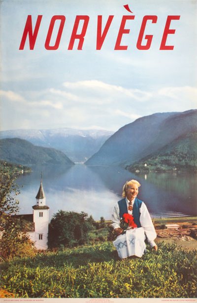 Norvege Hardanger 1954 original poster designed by Photo: John Tedford