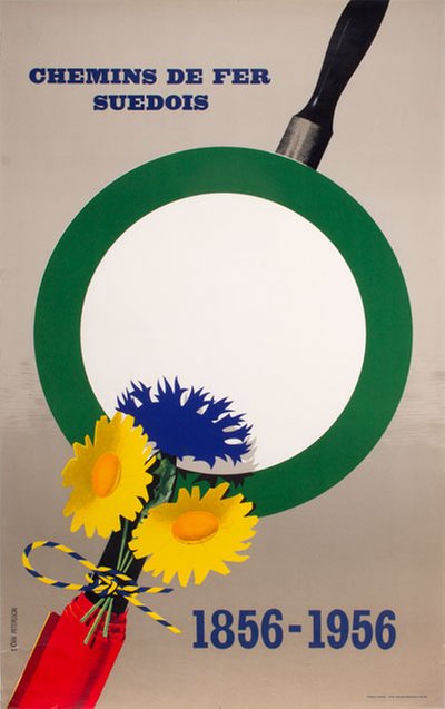 Swedish Railways 1856-1956 Chemins de fer suédois original poster designed by Pettersson, Björn