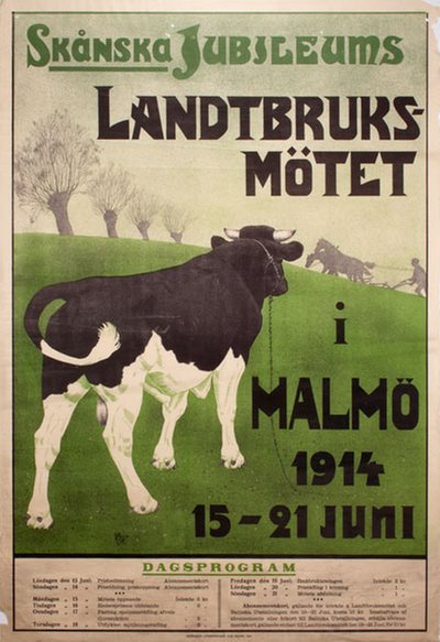 Landtbruksmötet Malmö 1914 original poster designed by Asp, Hjalmar (1879-1940)