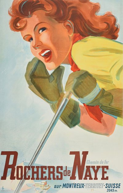 Rochers de Naye  Suisse original poster designed by Libiszewski, Herbert Berthold (1897-1985)