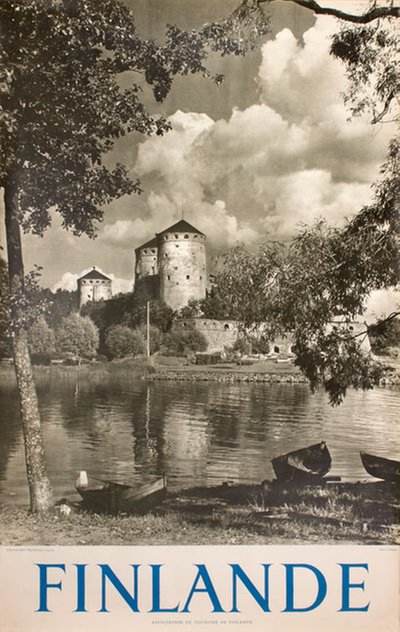 Finlande Chateau-fort Olavinlinna 1475 original poster designed by Photo: A. Pietinen
