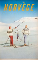 Norvège 1958 Ski Poster 