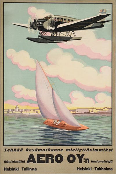 Aero OY 1929 original poster designed by Karjalainen, Aarne (1898-1965) 