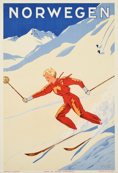Original authentic vintage poster - Title: 'Norwegen - 1933 Ski