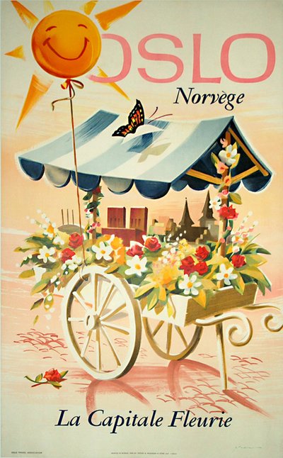 Oslo - La Capitale Fleurie original poster designed by Yran, Knut (1920-1998)