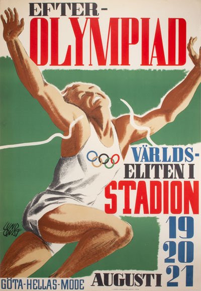 Efter Olympiad Stockholm Stadion original poster designed by Lundquist, Birger Richard Emanuel (1910-1952)